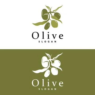 Olive Oil Logo, Olive Leaf Plant Herbal Garden Vector, Simple Elegant Luxur.. Illustrazione stock