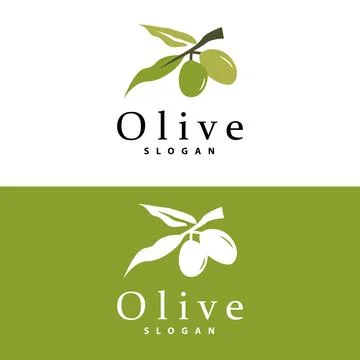Olive Oil Logo, Olive Leaf Plant Herbal Garden Vector, Simple Elegant Luxur.. Illustrazione stock