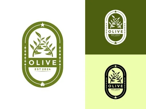 Olive Oil Modern Logo Vector Illustration, Premium Olive Oil logo Design Te.. Illustrazione stock