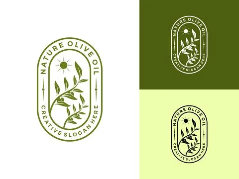 Olive Oil Modern Logo Vector Illustration, Premium Olive Oil logo Design Te.. Stock Illustration