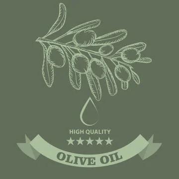 Olive oil package design for label with vintage sketch style. Vector Stock Illustration