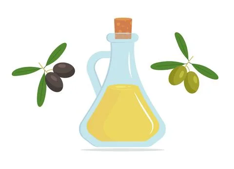 Olive oil. Vector illustration of olive oil in a glass decanter Stock Illustration