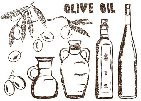 Olive oils doodles Stock Illustration