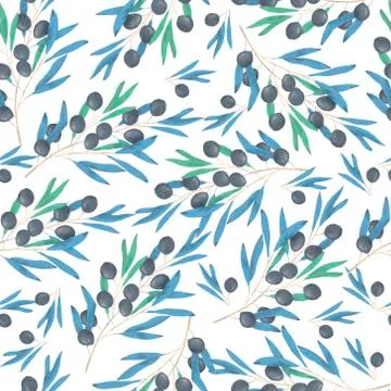 Olive pattern digital clip art watercolor drawing flowers illustration simila Illustrazione stock
