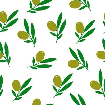 Olive seamless pattern. Cosmetic ingredient. Nutritional oil for skin care an Stock Illustration