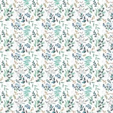 Olive seamless pattern digital clip art watercolor drawing flowers illustration Illustrazione stock