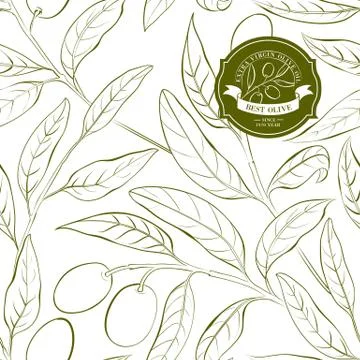 Olive seamless pattern. Stock Illustration