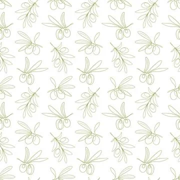 Olive Seamless pattern. One line drawing organic background texture design Stock Illustration