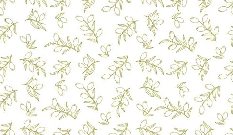 Olive seamless pattern. Vector decorative olive branch. Stock Illustration