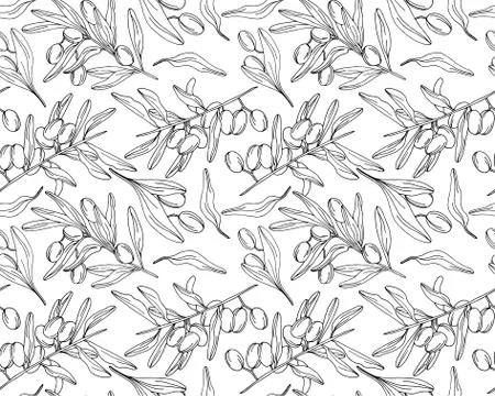 Olive seamless vector pattern Stock Illustration