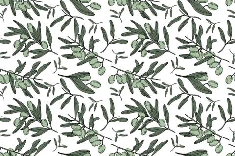 Olive seamless vector pattern Stock Illustration