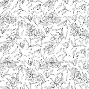 Olive seamless vector pattern Stock Illustration