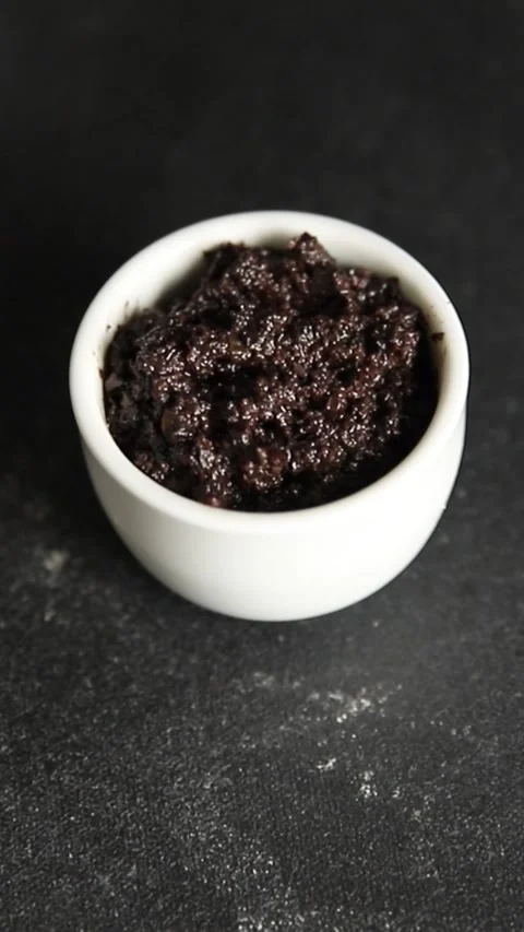Olive tapenade appetizer black olive pâté food preparation tasty snack Stock Footage 337964255