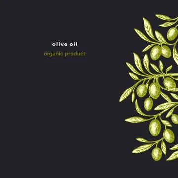 Olive template. Vector vintage hand drawn pattern Stock Illustration