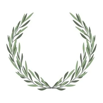 Olive tree border. Vector element. Olive frame vector. Olive branch wreath. Hand Stock Illustration