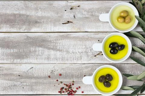 Olive tree branch background copy space on left side Stock Photos