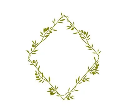 Olive tree branch frame or leaves divider border Stock Illustration