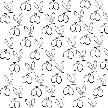 Olive tree branches with leaf outline seamless pattern Stock Illustration