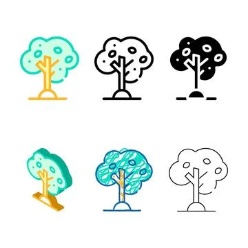 Olive tree color icon variants vector symbol 스톡 일러스트