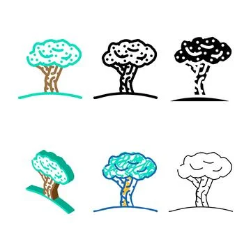 Olive tree color icon variations vector Stock Illustration