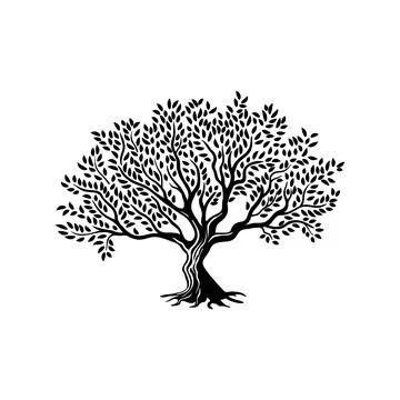 Olive tree isolated silhouette icon or sign Stock Illustration