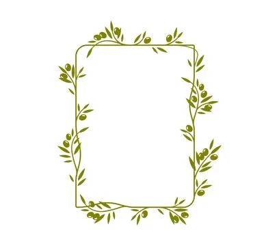 Olive tree leaves frame or leaf divider border Stock Illustration