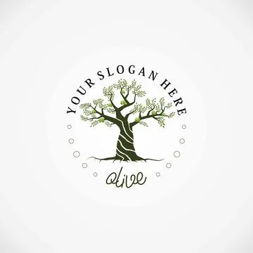 Olive tree with a very unique shape. Illustrazione stock