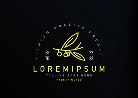 Olive twig logo design. Vector illustration of abstract olive twig with leave 스톡 일러스트