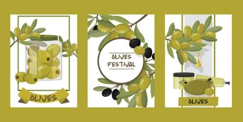 Olive vector oliveoil bottle with virgin oil and natural olivaceous ingredients Stock Illustration