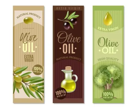 Olive Vertical Banners Set Stock Illustration
