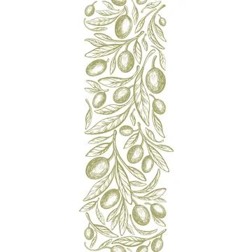 Olive vertical strip Vector border, texture branch Stock Illustration