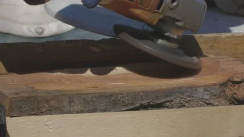 Olive wood processing with grinder Stock Footage 151485161