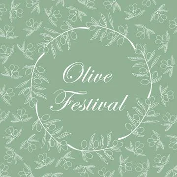 Olive wreath Round frame greating for card, menu or invitation card. Stock Illustration