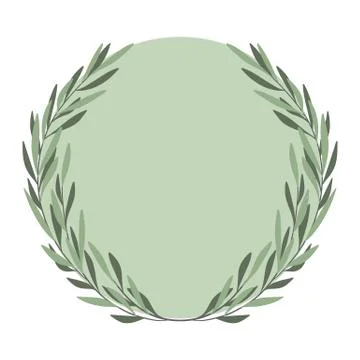 Olive wreath vector. Green hand drawing round frame. Olive branches background. Stock Illustration