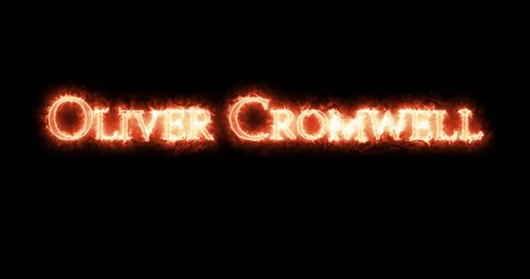 Oliver Cromwell written with fire. Loop Stock Footage 128876342
