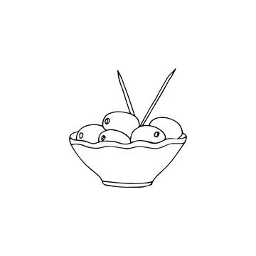 Olives in a bowl Stock Illustration