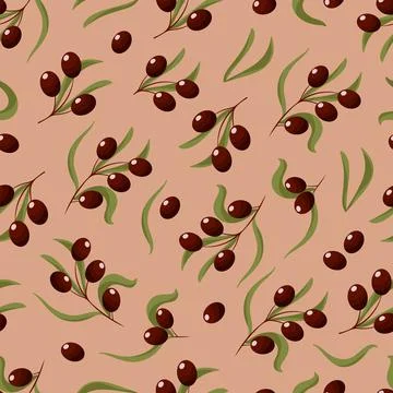 Olives bright summer vegetable vector illustration. Seamless patterns in trendy 스톡 일러스트