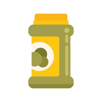 Olives can icon flat vector. Food pickle Ilustración de archivo