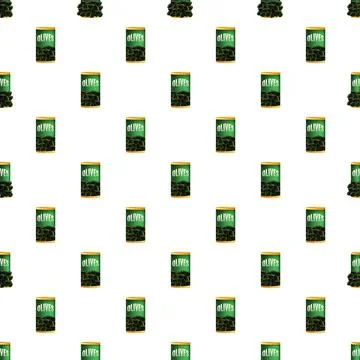 Olives cans repeating pattern a food illustration 스톡 일러스트
