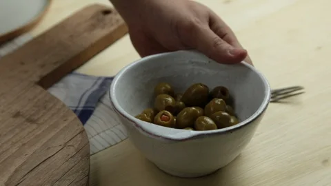 Olives in a dish Stock Footage 113347745