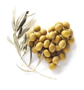 Olives in heart shape Stock Photos
