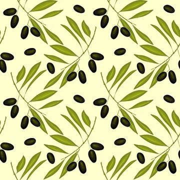 Olives pattern green and dark color. Stock Illustration