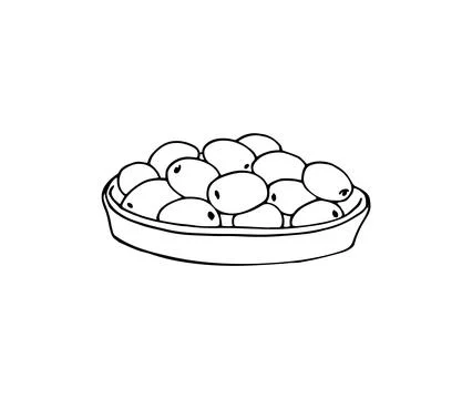 Olives in a plate Stock Illustration