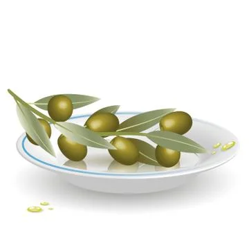 Olives on saucer Stock Illustration