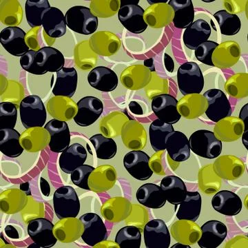 Olives seamless pattern background. Stock Illustration