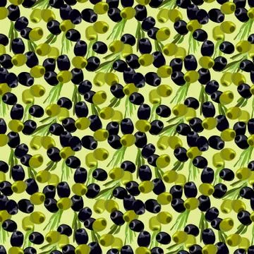 Olives seamless pattern background. Stock Illustration