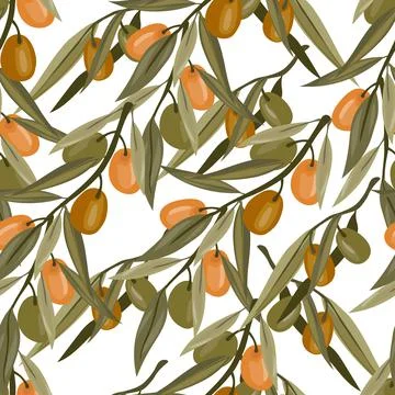 Olives seamless pattern design. Repeatable endless decorative texture with ol Illustrazione stock