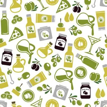 Olives seamless pattern Stock Illustration