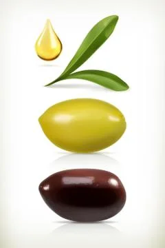 Olives, set of vector objects Stock Illustration