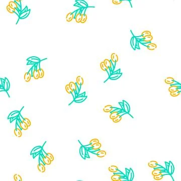 Olives spain berries tree vector seamless pattern Stock Illustration
